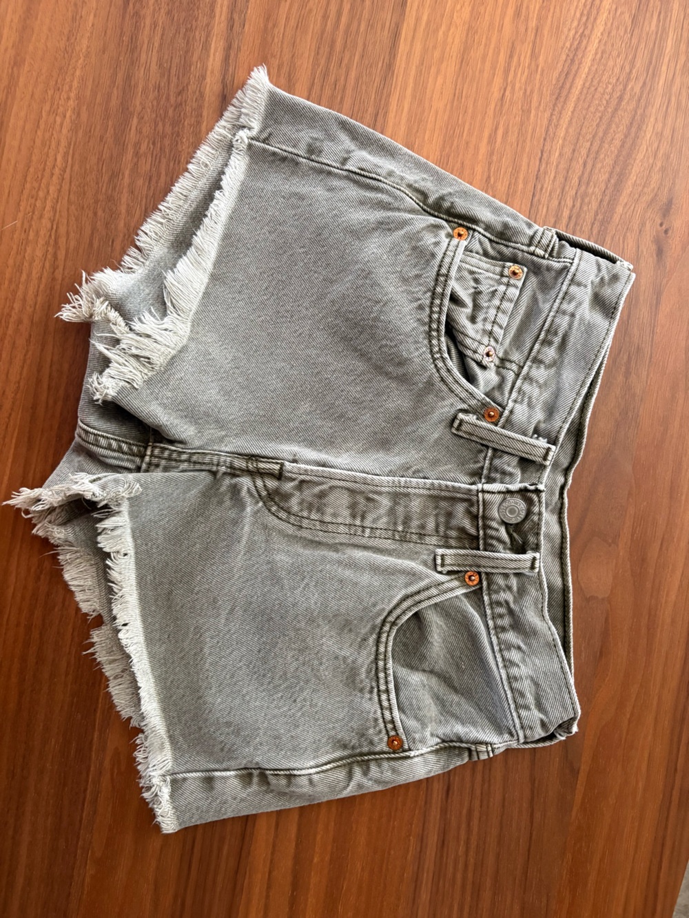 Levi's Gray Frayed Hem Denim Shorts
